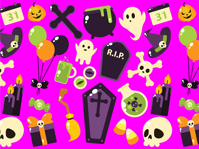 Halloween Icons balloon coffin cross halloween icon skull toxic vector