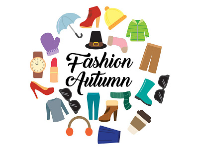 Fashion autumn Icons autumn clock fashion flat design hat icon icons retro vector