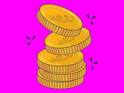 Coin money gold coin flat color gold icon mobile money online shopping vector