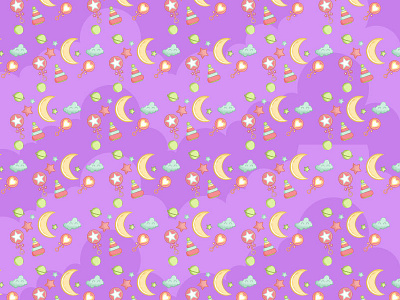 Baby Night Pattern baby flat design icon moon night pattern purple star toy vector