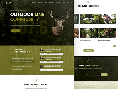 Homepage concept for Outdoor Line Radio dark green homepage hunting landing nature radio ui ux webdesign