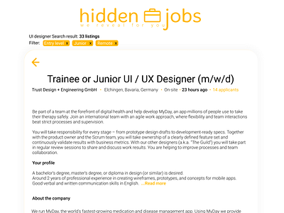 Daily UI: DAY 50 Job Listing branding design graphic design illustration logo ui ux