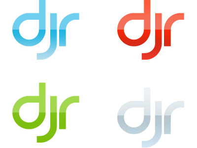 Some logo variants for a DJ blue dj green grey logo modern red