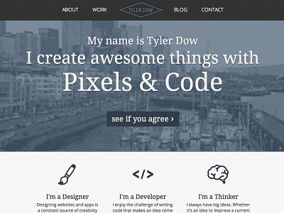 TylerDow.com has a new face blue design developer portfolio seattle website