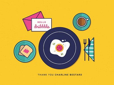 Hello dribbble! breakfast debut debutshot etigoel flat food illustration india minimal omlette vector