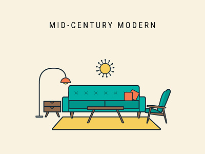 Mid Century Modern- Interior Style artwork illustration interior livingroom sofa vector