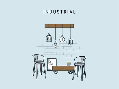 Industrial - Interior Style artwork illustration industrial interior livingroom sofa vector
