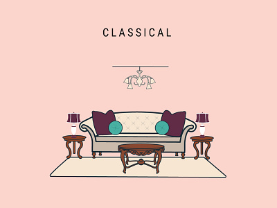 Classical - Interior Style artwork illustration interior livingroom sofa vector