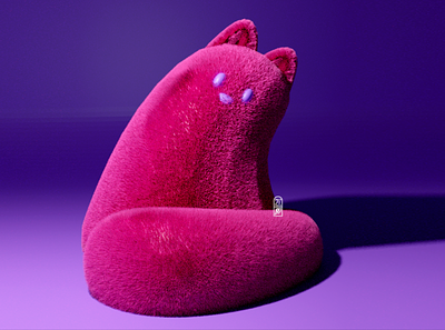 Fluff Ball 3d 3d modelling 3d render blender cat design illustration kitten malta pink pink cat purple