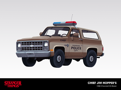 Stranger Things — Chief Jim Hopper's 1980 Chevrolet K5 Blazer 2d blazer chevrolet design graphic design illustration netflix photoshop stranger things vector