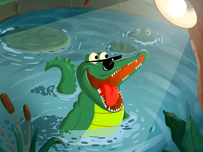 Jacaré alligator design digital painting illustration kid illustration ludic