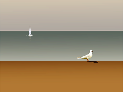 GAIVOTA beach design illustration illustrator praia pássaro sea seagull sunset tarde vector