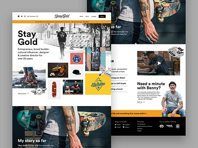 Benny Gold (personal project) benny gold bootstrap skateboarding skater typogaphy ui ui design ux ux design visual web design