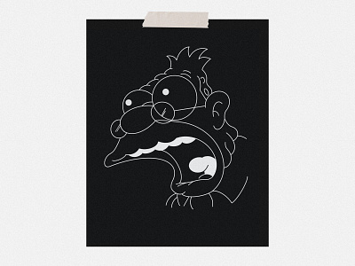 Abe Simpson abe black and white character draw illustration illustrator procreate simpsons sketch the simpsons
