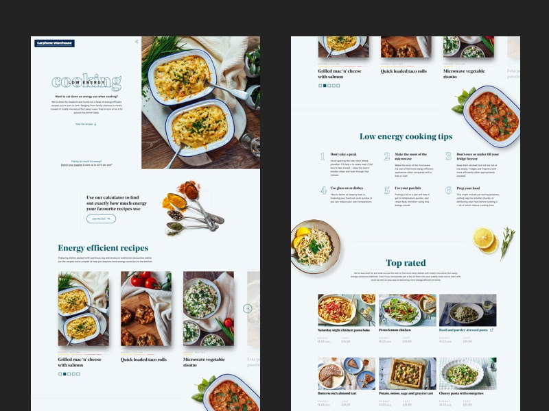 Low Energy Cookbook π¨βπ³ web ux ui nutrition minimalistic meal landing homepage food webpage clean cooking