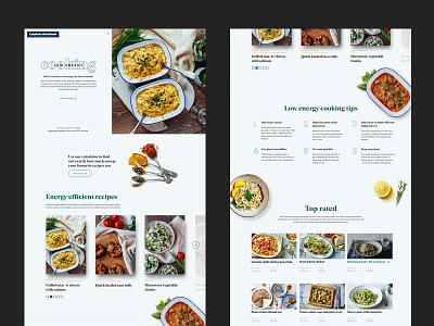 Low Energy Cookbook 👨‍🍳 clean cooking food homepage landing meal minimalistic nutrition ui ux web webpage