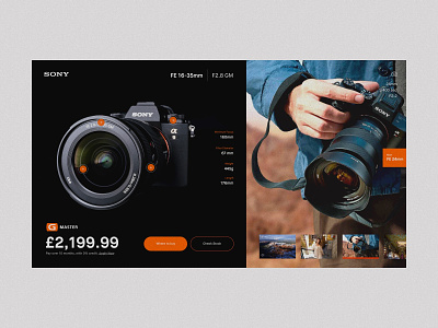 Sony Mirrorless Camera Lens Landing Page camera clean design e comerce ecommerce experience home homepage interface minimal photography shop sketch sony store ui ux web webdesign website