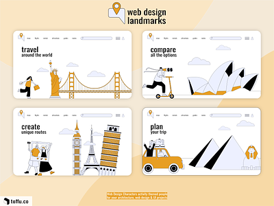 Web Design Landmarks Vector Drawing Package