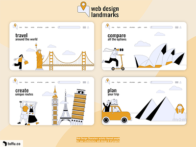 Web Design Landmarks Vector Drawing Package adobeillustrator affinitydesigner character design figma graphic design landmarks mockup svg travel illustration ui web design website