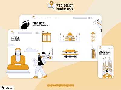 Web Design Landmarks 🧭 adobeillustrator affinitydesigner ai character design figma graphic design mockup sketch svg travel ui web design website