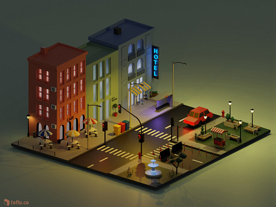 3D Model Low-Poly Street Furniture