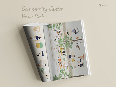 Community Center-Themed Vectors adobeillustrator ai character design characters design flatvector furniture illustration trees vector