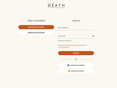 Heath London - Guest checkout process