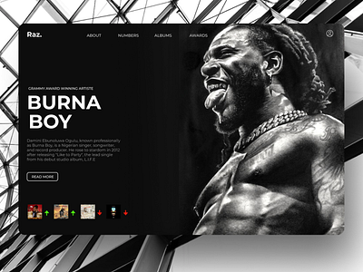 Music Artiste profile web ui concept