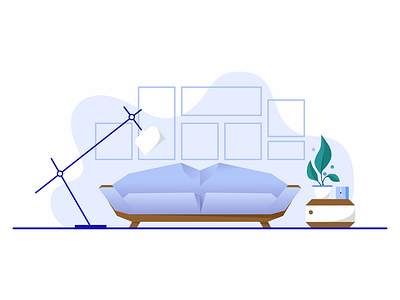 Illustration of a living room in a flat style.
