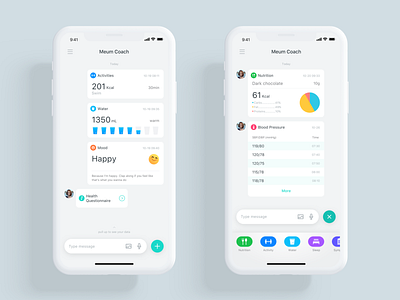 Meum Coach activity activity tracker ai app big data card coach dna fit fitness gene guide health healthcare im infographic information message ui ux
