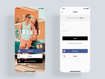 Trendy E-commerce App UI kit app brand clean clothing email ios kit list login minmal modren online shop shopping sign sign in sign up trend trendy