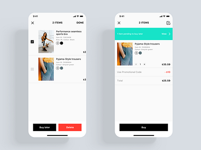Trendy E-commerce App UI kit buy checkbox clothing delete e commerce fashion ios items kit minmal notification product page products promotion purchase shop shopping store toast trend