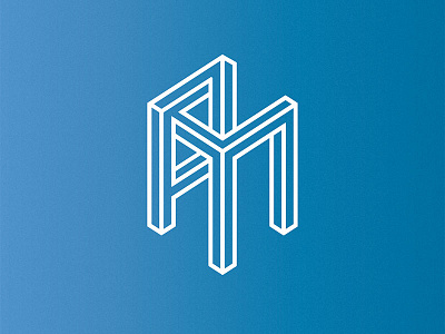 'Impossible' shape logo 3d blue box escher gradient impossible logotype sqaure