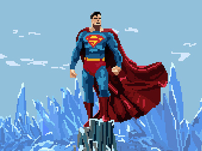 Superman 16 bit 8 bit fun games graphics history love old school pixel play superman technology