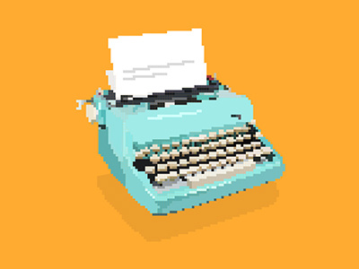 Typewriter click color history love metal orange pixel print technology turqouise type typewriter