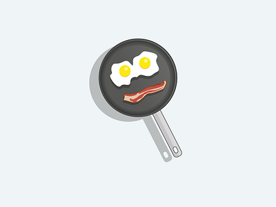 Breakfeast Face ai bacon breakfeast eggs flat food healthy icon illustrator pan