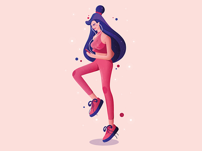 Fitness Girl cartoon digital fitness fitness app funk illustration movement pastel pose procreate workout