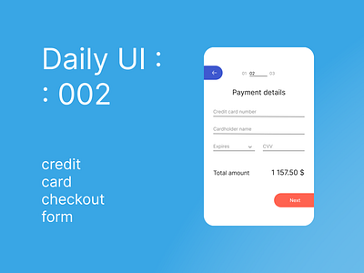 Daily UI 2 | Credit card checkout form app challenge checkout form clean credit card daily ui dailyui dailyuichallenge design figma form ui uidesign userinterface