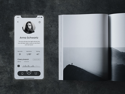 Daily UI 006 | User profile abstract app background black black and white challenge daily dailyui dailyuichallenge dark design monocolour music ui ui design uidesign userinterface