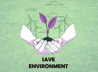 Save Environment with green background adobe adobe photoshop app branding design enviorment graphic design green background hands illustration leaf logo mud purple typography ui ux vector