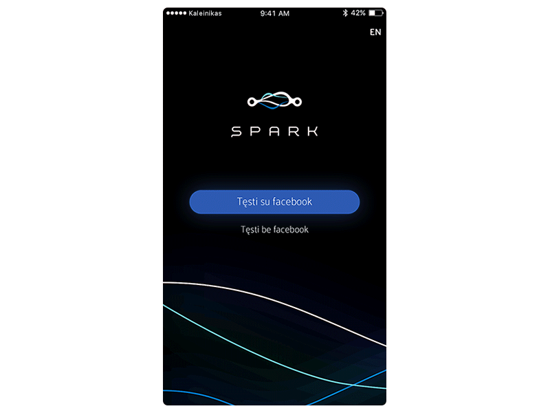 Spark - Your electric drive: Login screen