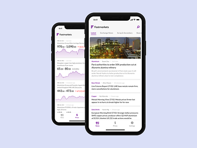 Commodity news & pricing application app branding data design finance graph ios minimal native product ui ux