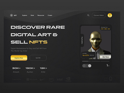 NFT header binance bitcoin blockchain crypto wallet crypto website cryptocurrency digital art ethereum futuristic nft nft art nft marketplace nft music nft ui nft web nft website token trade web design web3