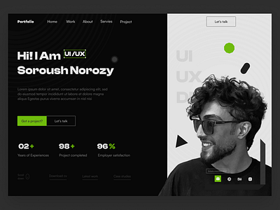 Soroush norozy / Freelancer Portfolio black creativ cv cv design freelancer graphic design green minimal minimalist personal personal project porfolio] portfolio landing page portfolio website resum resume resume clean ui web design website