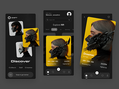 NFT Marketplace - Mobile app ( Dark Version )