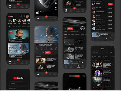 YouTube App Redesign Concept app cinema clean dark films ios live mobile mobile app movie redesign stream streaming trend ui ui design ux video youtube youtube app