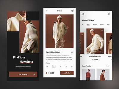 Fashion Ecommerce Application app clothing collection design e commerce ecommerce fashion jacket minimal mobile outfit product shop app shopping shopping app store stylish ui ux wear