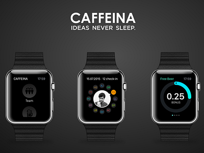 Time to drink! apple watch caffeina check in counter ibeacon watch
