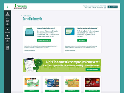 Findomestic product page credit card desktop finance green material design ui ux