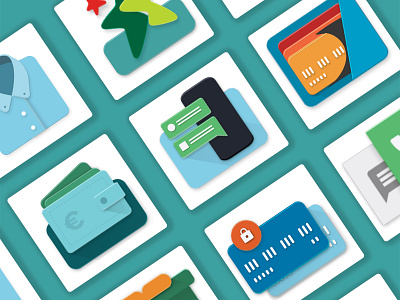 Findomestic Icons branding credit card finance green icons illustration material design ui